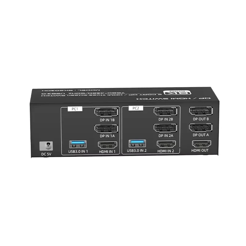 Фото FJ-8K203DH FJGEAR Новинка: 2-портовый селектор USB3.0 DisplayPort 7680*4320/60Гц 8K DP/KVM коммутатор для трех мониторов №5