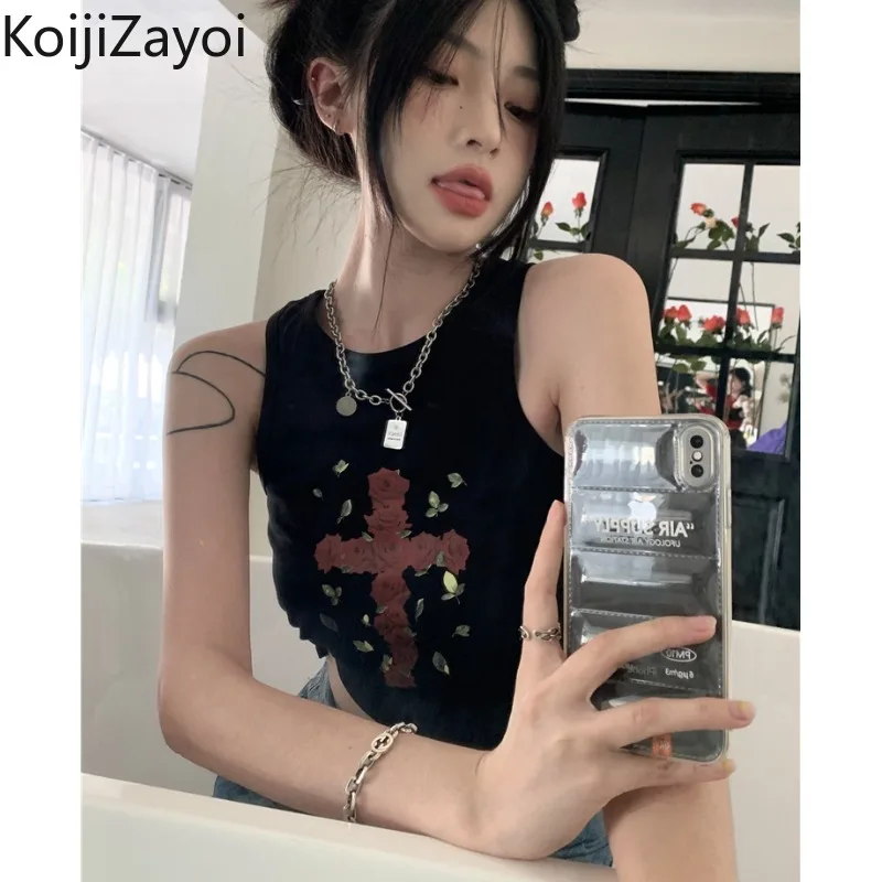 

Koijizayoi Vintage Women Slim Streetwear Tank Print Harajuku Fashion Chic Camisole Sumemr 2022 New All Match Tanks Outwear