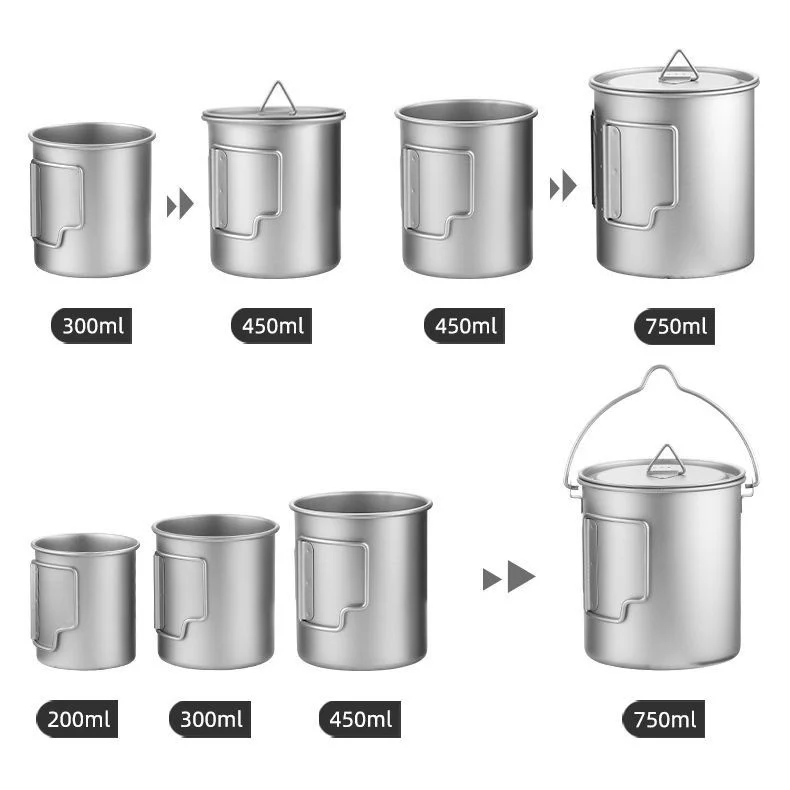 Титановая кружка для кемпинга 10 унций с изолированной крышкой-легкая и