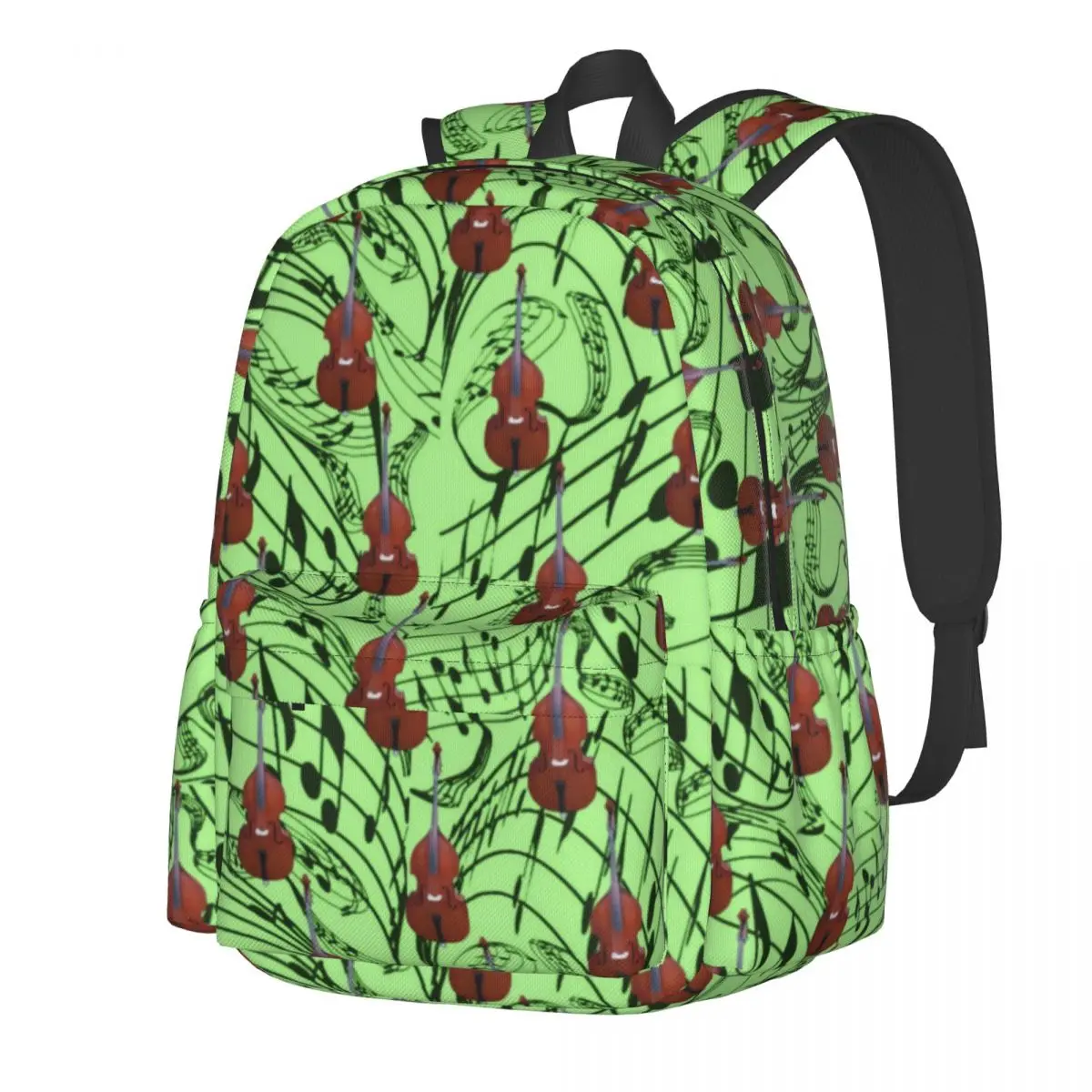 

Зеленая музыка, искусственная гитара, принт, рюкзаки для университета, дизайнерские легкие школьные сумки для подростков, милый рюкзак