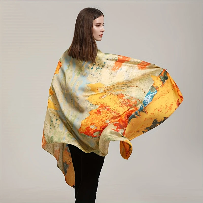 Атласный шелковый шарф