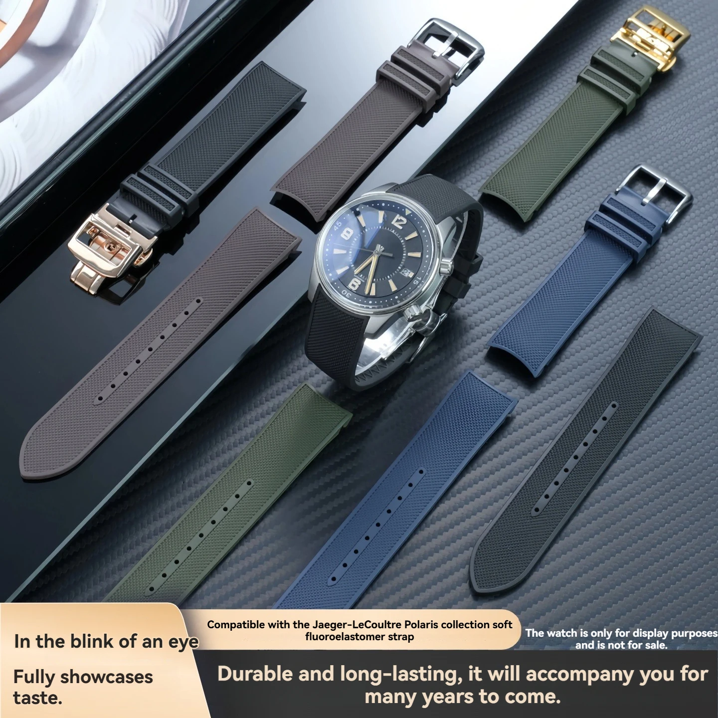 Фото Ремешок для часов Jaeger LeCoultre серии Beichen Q9068670/Q9066881, изогнутый, 21 мм, из фторкаучука, для Longines Kangkas. №1