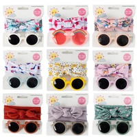 9setlot flower sunglasses baby girls floral print bow headband baby boy girl seaside mental eyeglasses kids hair accessories
