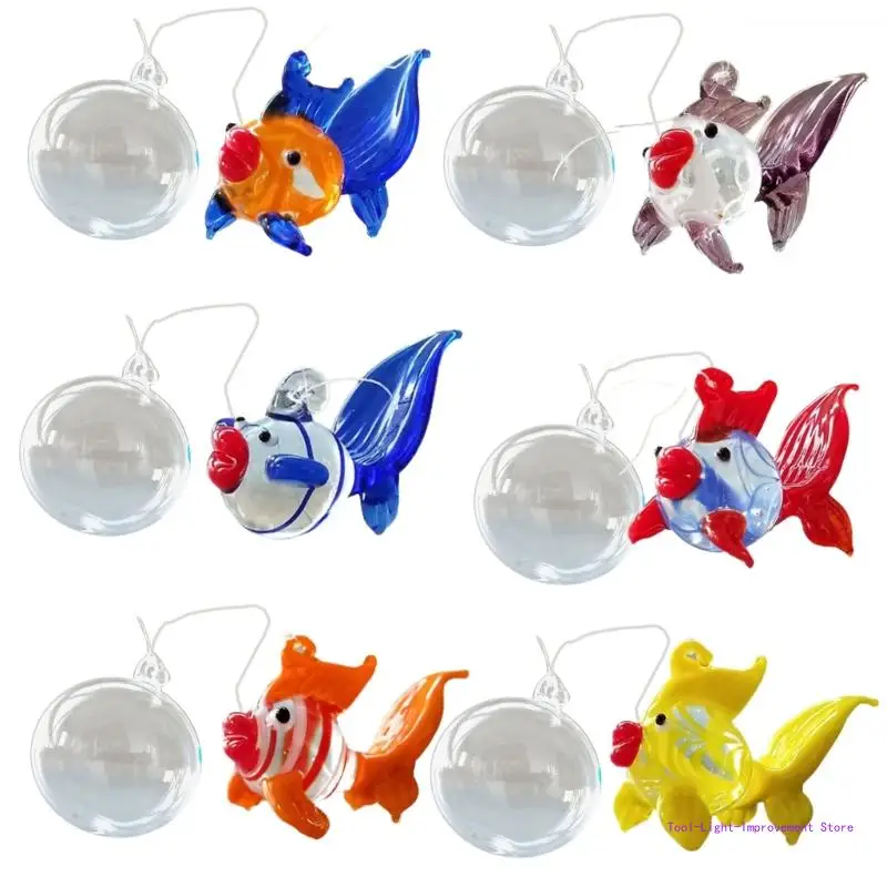 C63E (6 шт.) разноцветные стеклянные плавающие рыбные декоры аквариумные поплавки
