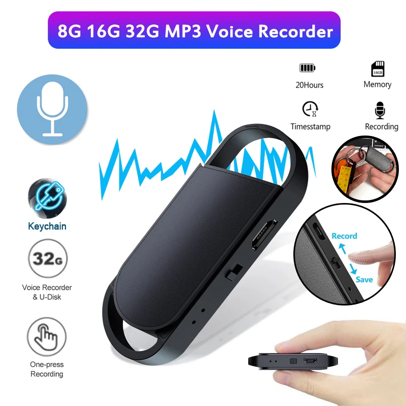 Mini Dictaphone Professional Sound Recording Mp3 Flash Drive