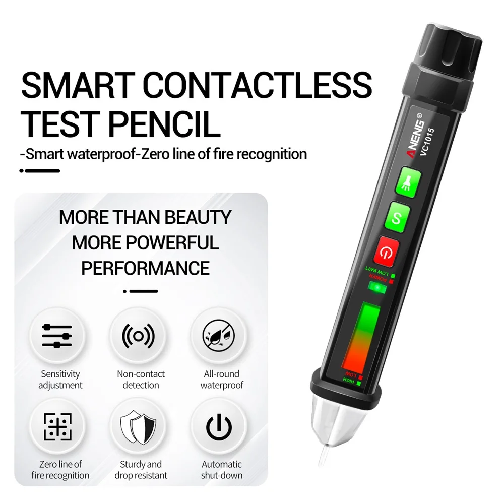 

ANENG VC1015 Non-Contact Digital Multimeter AC Voltage Indicator Tester Meter Detector Test Pencil Voltmeter Ammeter Measuring