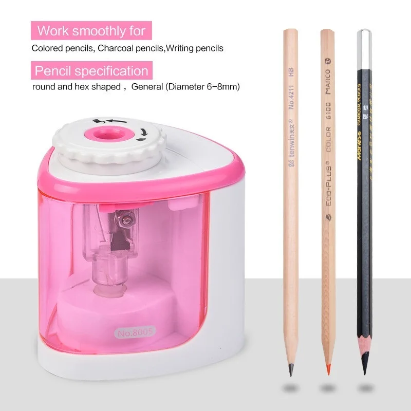 

Black Stationery Electric Pencil Sharpener for Kids Heavy Duty Ten win Battery with Container Mechanical Cute