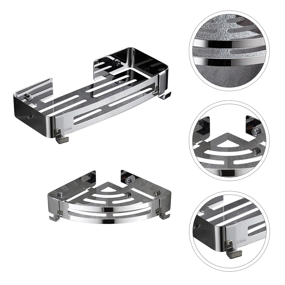 

2pcs Portable Bathroom Shelf Kitchen Drilling Bathroom Tripod with Hooks