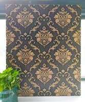 black background gold flower pattern decorative wallpaper for living room decor vinyl self adhesive waterproof home wall sticker