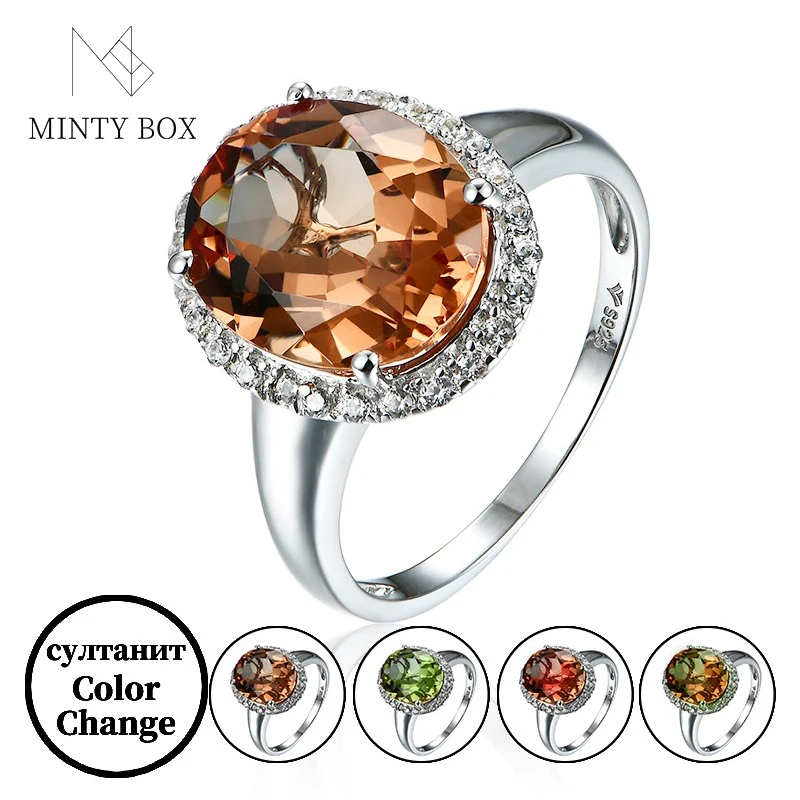 MINTYBOX Zultanite  925 Sterling Silver Rings Design Fine Jewelry Created Diaspore Color Change Gemstone Ring for Women Gift