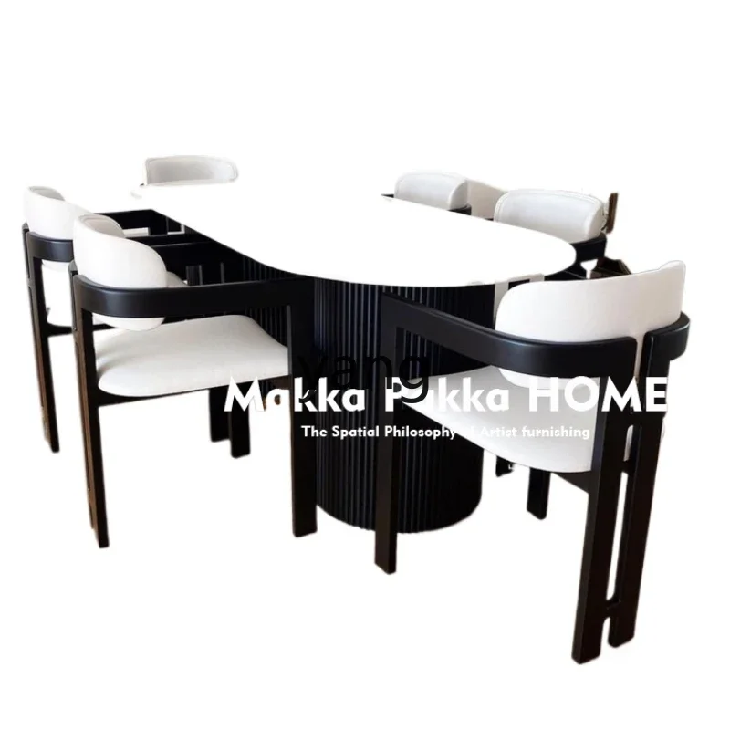 Дизайнерский изогнутый обеденный стул YJQ из овечьей шерсти простой современный