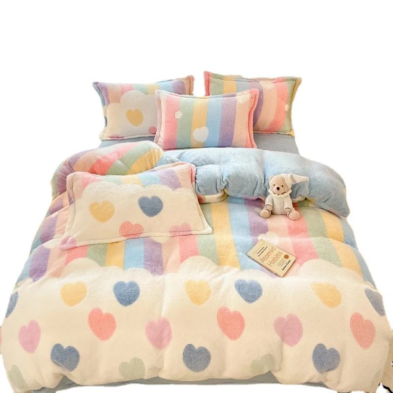 

For Gril's Room Bed Decoration Sweet Comforter Cover Bedding Sets for Bedroom 4pcs Bedspread Bed Set Home Decor