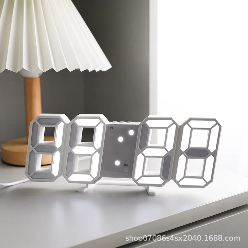 

Intelligent Light Sensing 3D LED Digital Clock With Temperature Display Timepiece E-watch Office Living Room Desk Decoration