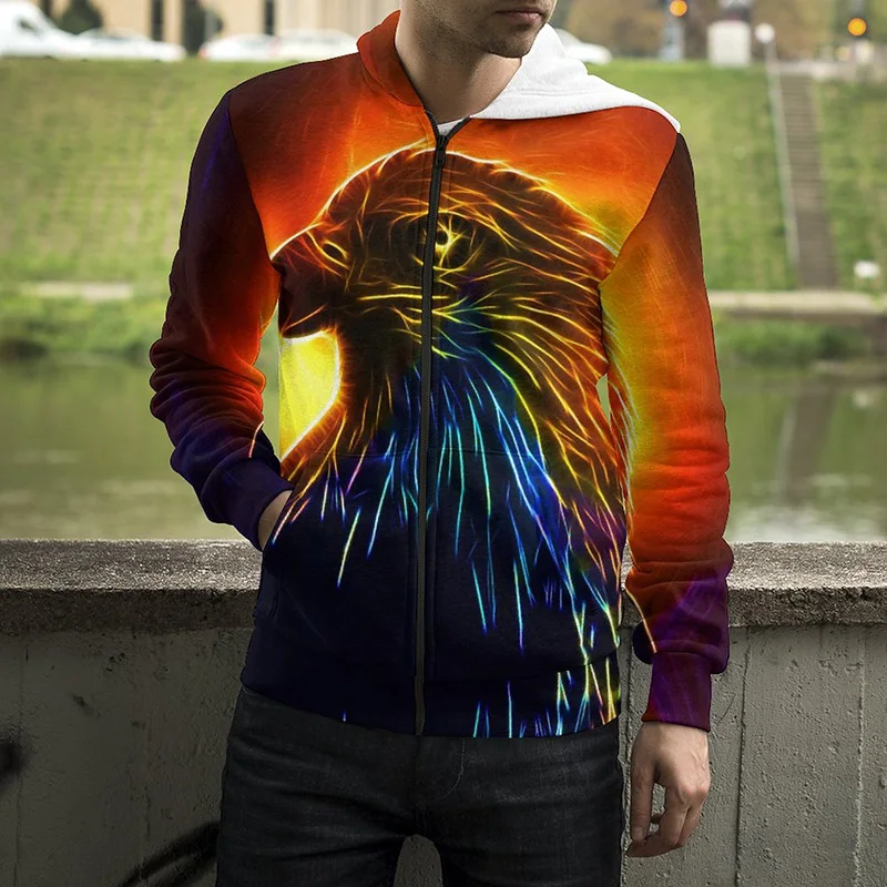 

Толстовка с капюшоном, на молнии, с длинным рукавом и 3D-принтом