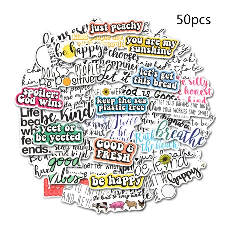 

50 Pieces New Year Wall Stickers Inspirational English Motto Durable Paper Made Warm Atmosphere Use
