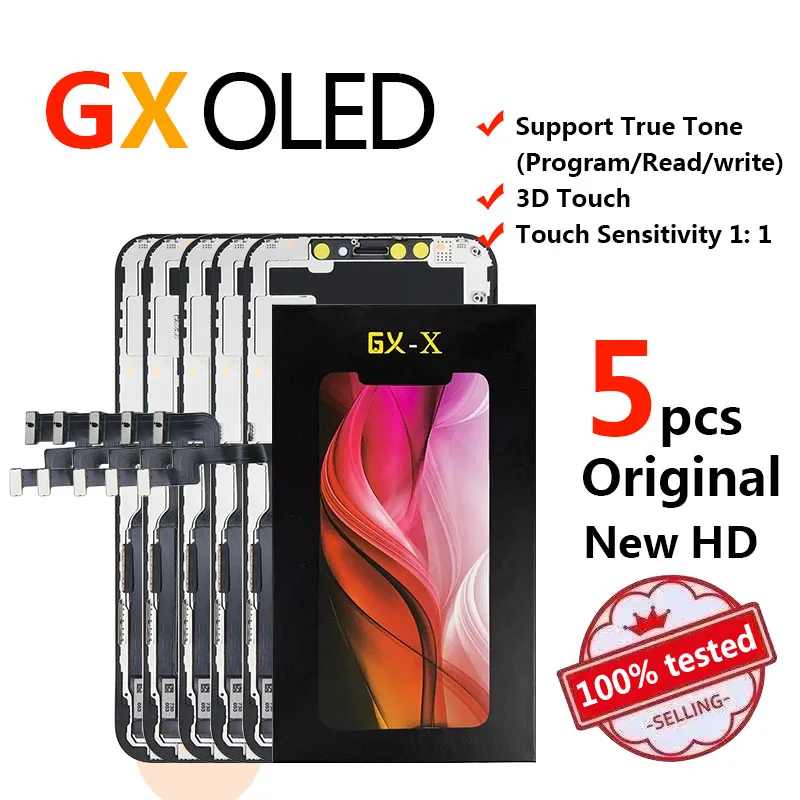 5 шт. GX жесткий OLED-экран для iPhone XR X XS Max 11 Pro 12 Mini 13 Дисплей сенсорный дигитайзер в