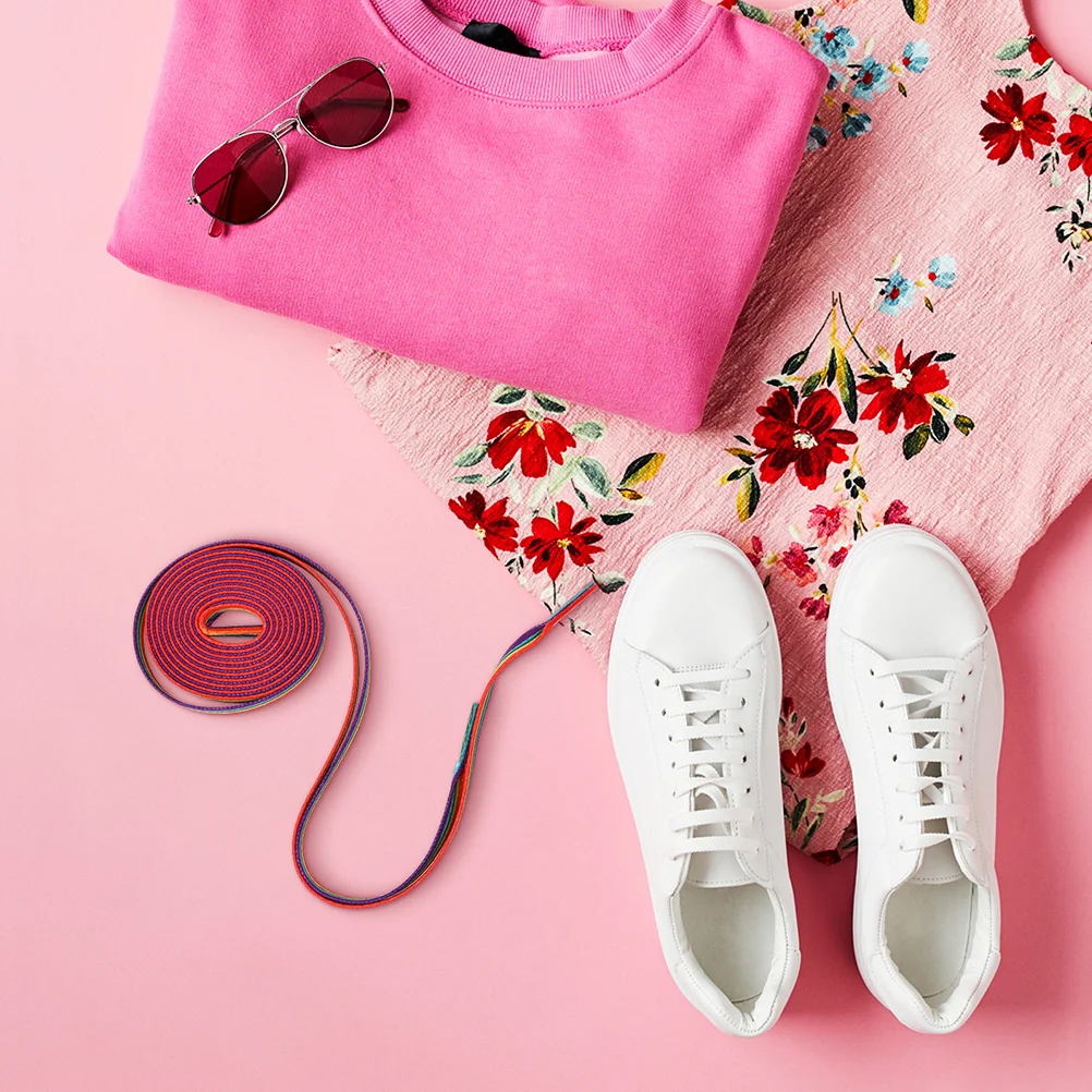 Climbing Shoelaces Ornament Ties Polyester Shoelace Shoes Laces Sneakers Rainbow Gradient Laces Personality Flat Shoes Laces