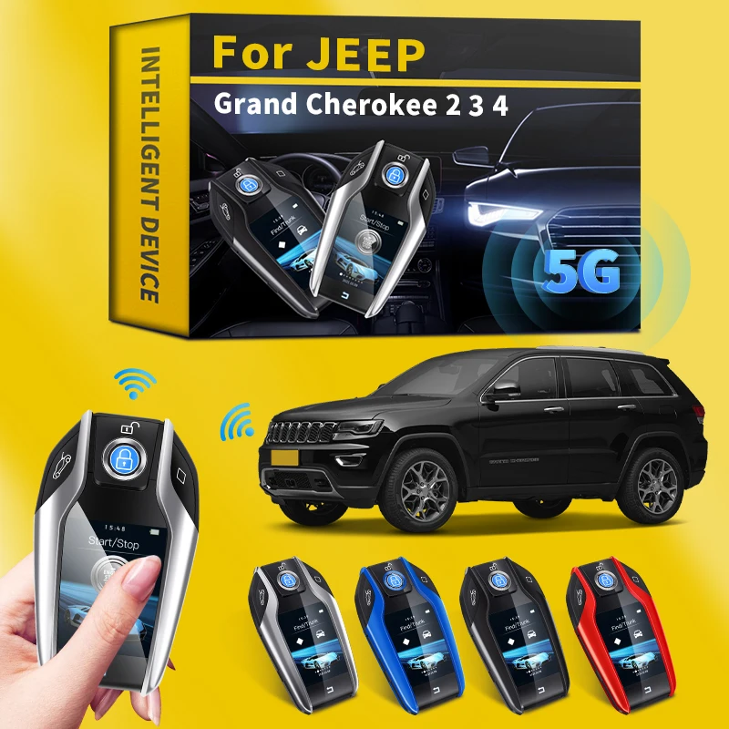 

For Jeep Grand Cherokee 2 3 4 Modified LCD Display Screen Smart Car Key Keyless Remote One Key Start Modified Key Accessories