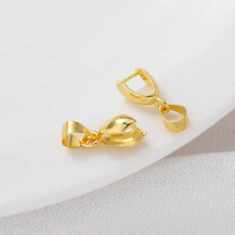 50pcs/Lot Pendant Clip Clasp Melon Seeds Buckle Pendant Connector Jade Clasp Beads for Jewelry DIY Making Accessories Material