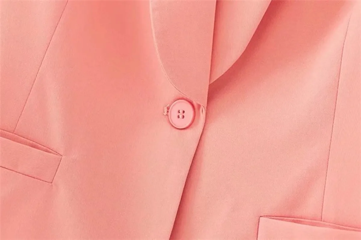 All-Match Solid Colors Blazer Suit Women Pink Casual Commute Office Blazer Mid Length Single Button 2021 New Autumn Spring Coats