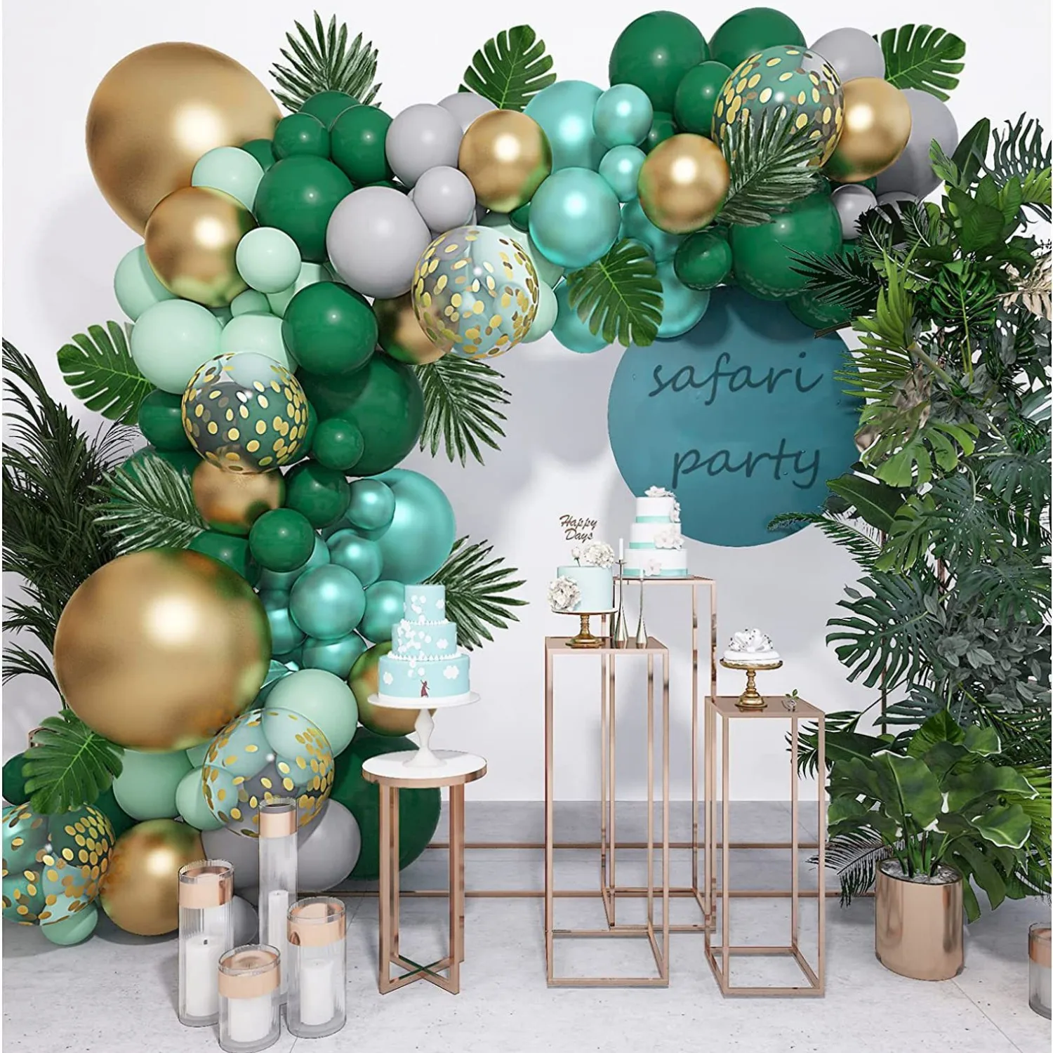

Набор латексных воздушных шаров, комплект из цепочки с рождественскими мотивами зеленого леса, украшение для свадьбы, дня рождения