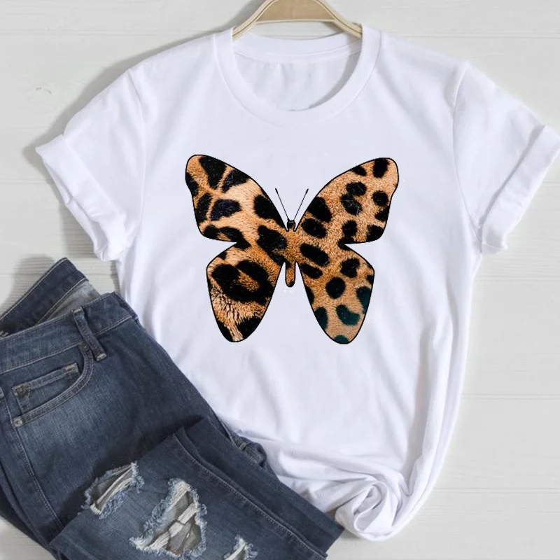 

T-shirts Women Printing Leopard Fashion Clothing 2021 Short Sleeve Tshirt Top Lady Print Clothes Graphic Female Tee T-Shirt