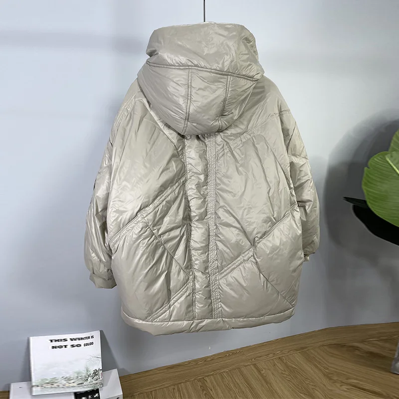 Down Jacket Women's Real Shot 2022 Winter Short Fashion Wild Korean Version Loose Thick White Duck Down Warm Bread Coats Female