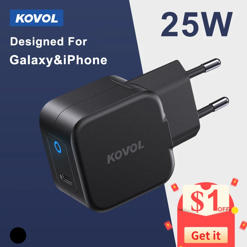 

Зарядное устройство KOVOL 25 Вт PD PD3.0 PPS 25 Вт USB C адаптер для быстрой зарядки для iPhone 13 12 Pro для Samsung S21 S21 S10 Xiaomi зарядное устройство для телефона