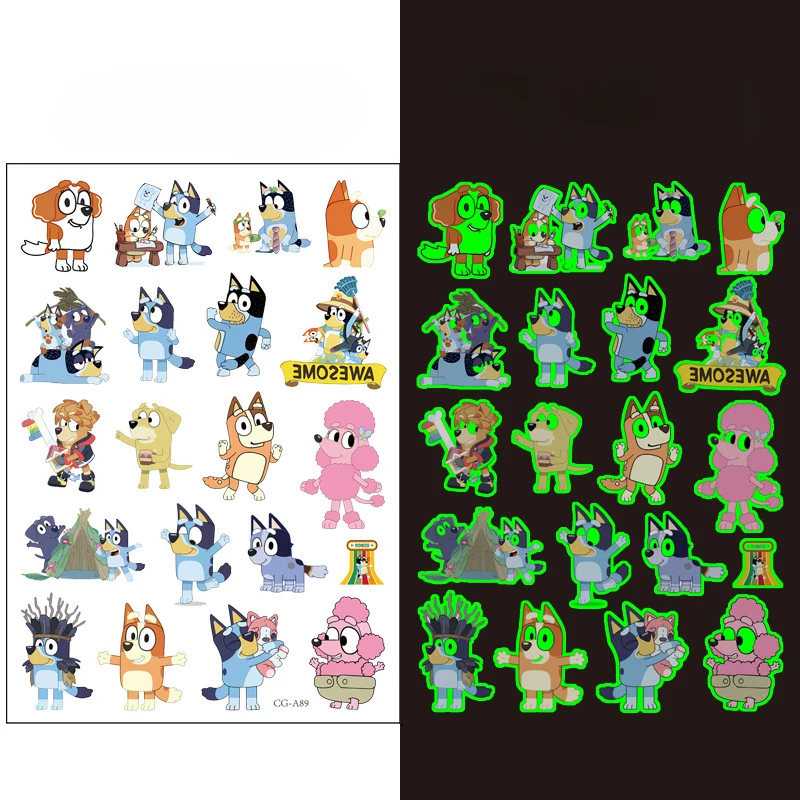 Световая татуировка серии Bluey детская светящаяся наклейка на руку лицо