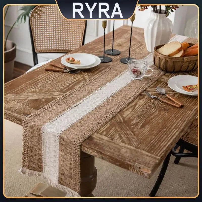 

Cotton And Hemp Table Runner Desk Decor Tablemat 30cm*160cm Hand Woven Tablecloth Party Supplies Placemat Table Cloth
