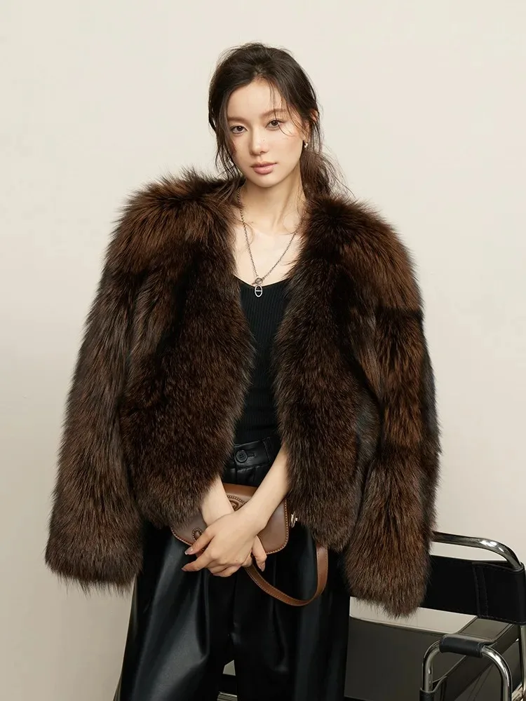 Лидер продаж модная новая шуба из натурального меха енота высокое качество