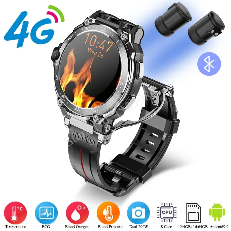 Y7 4G Video Call Camera 2MP Smart Watch 8 Core GPS WIFI ECG Blood Oxygen Pressure Android 9 Smartwatch With 2 Bluetooth Earphone