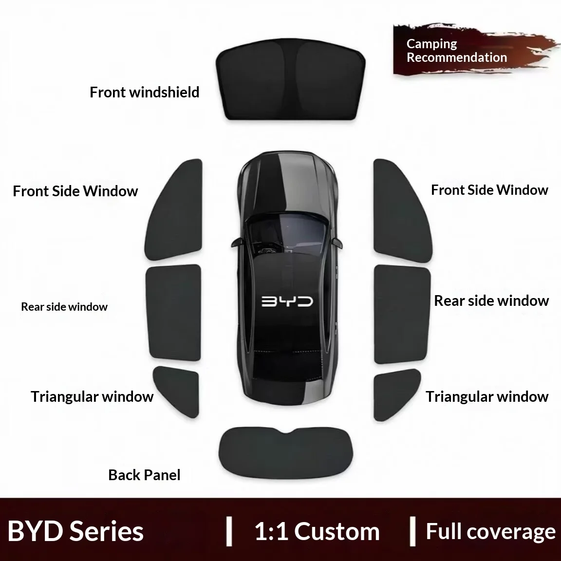 Фото Для BYD Sealion 6 Seal U Dmi EV 2026 Премиум-магнитный солнцезащитный экран для автомобильных окон, блокирующий УФ-излучение и обеспечивающий теплоизоляцию. №1