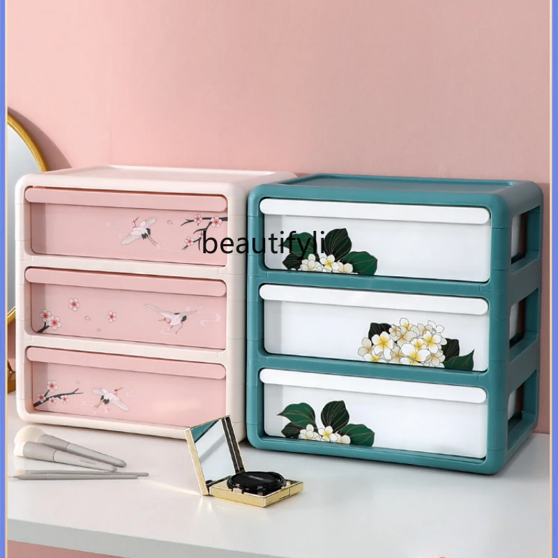 

yj Cosmetics Storage Box Desktop Drawer Style Rack Skincare Storage Shelf Finishing Box
