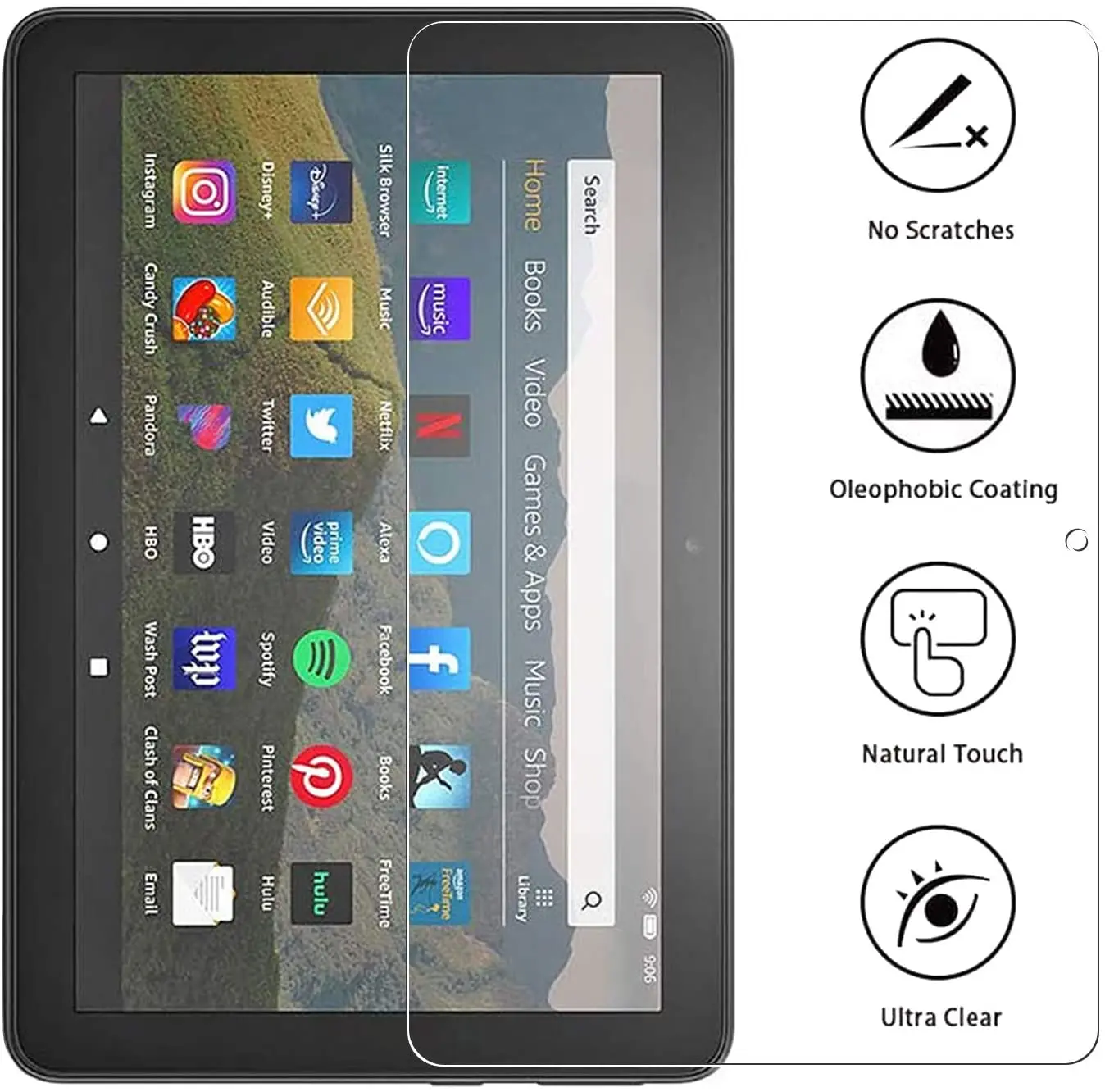 

Защитное закаленное стекло для планшета Amazon Fire HD 8 Plus 10th Gen 2020, закаленная пленка с защитой от отпечатков пальцев