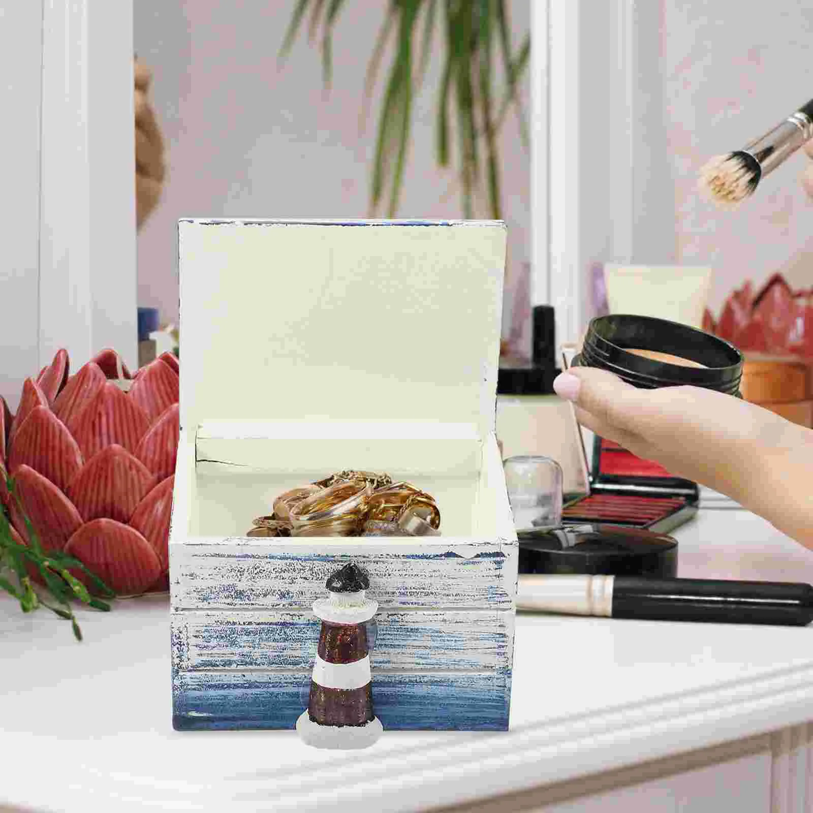 

Деревянная коробка-органайзер для ювелирных украшений, портативная декоративная коробка для хранения мелочей