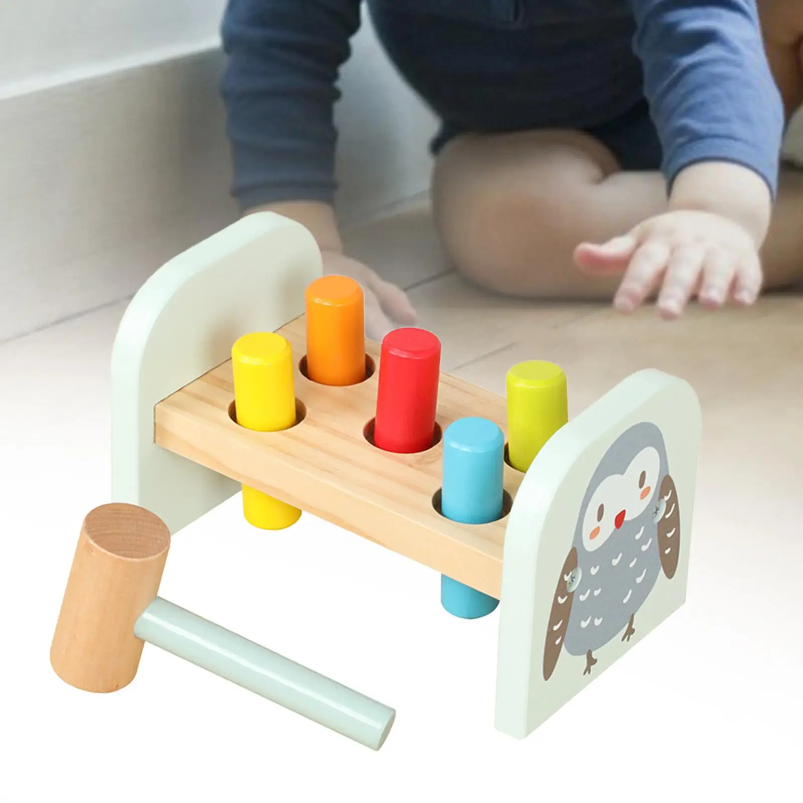 

Pounding Bench Wood Toy Hand Eye Coordination with Mallet Wooden Hammer Toy Wooden Pounding Toy for Kids Preschool Birthday Gift