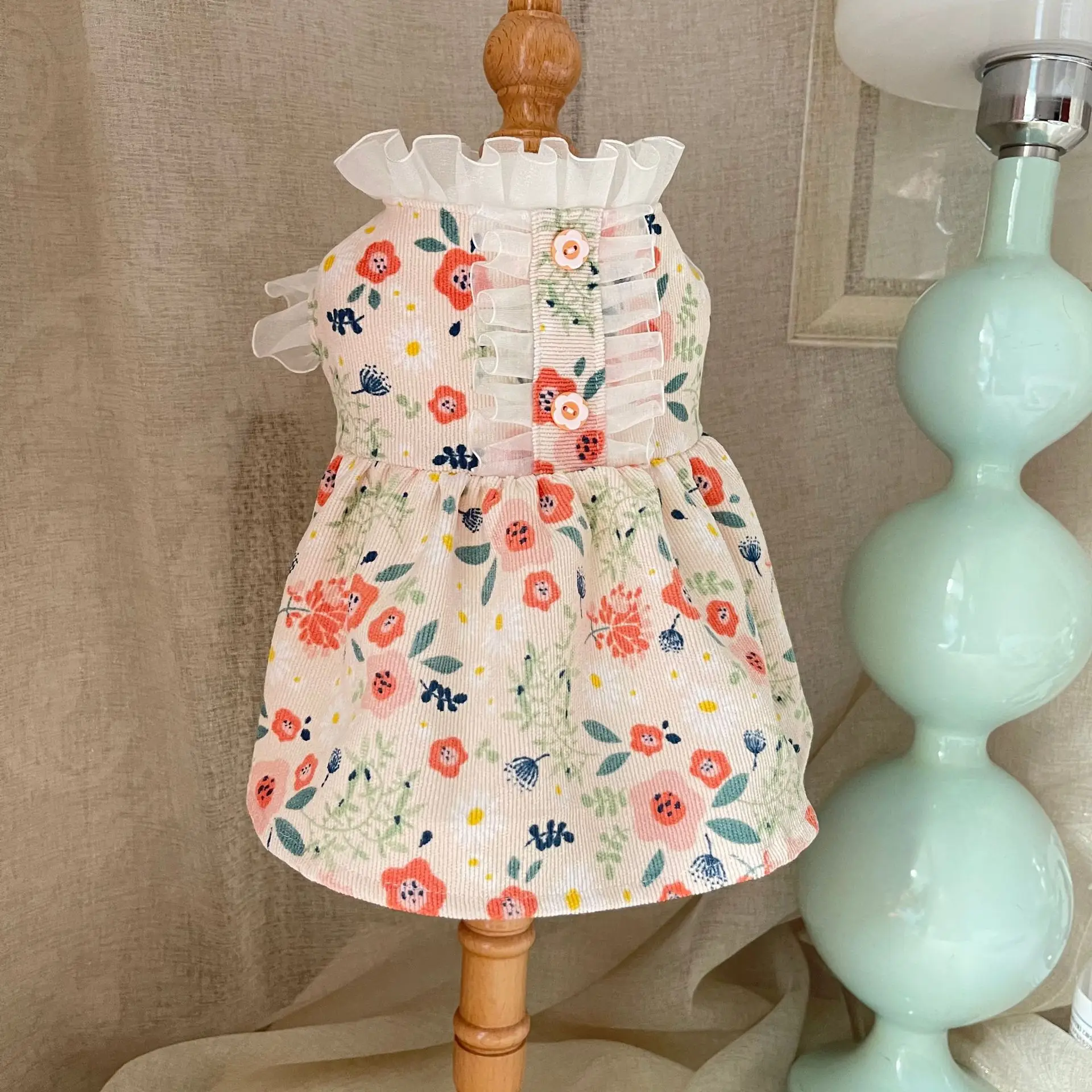 

Pet Flower Lace Princess Dress Small Flower Corduroy Lace Cat Dog Puppy Pet Tutu Pet Dress Dog Dress with Flowers Cat Dresses
