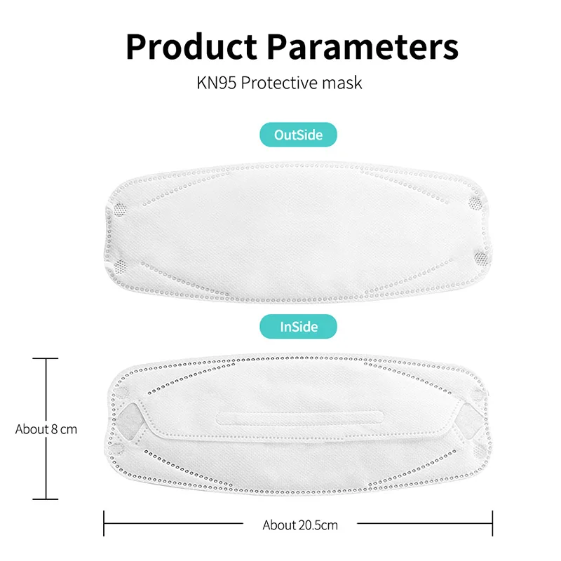 10 - 100 таблеток туши FFP2 CE KN95 Маска для дыхательных фильтров Санитарный цвет