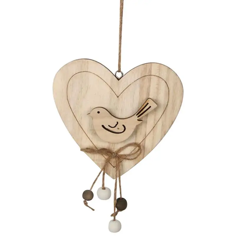 

Wooden Heartshaped Bird Pendant Nordic Hanging Decoration Wall Window Hanger Home Decor Party Supplies Gift Wind Chimes