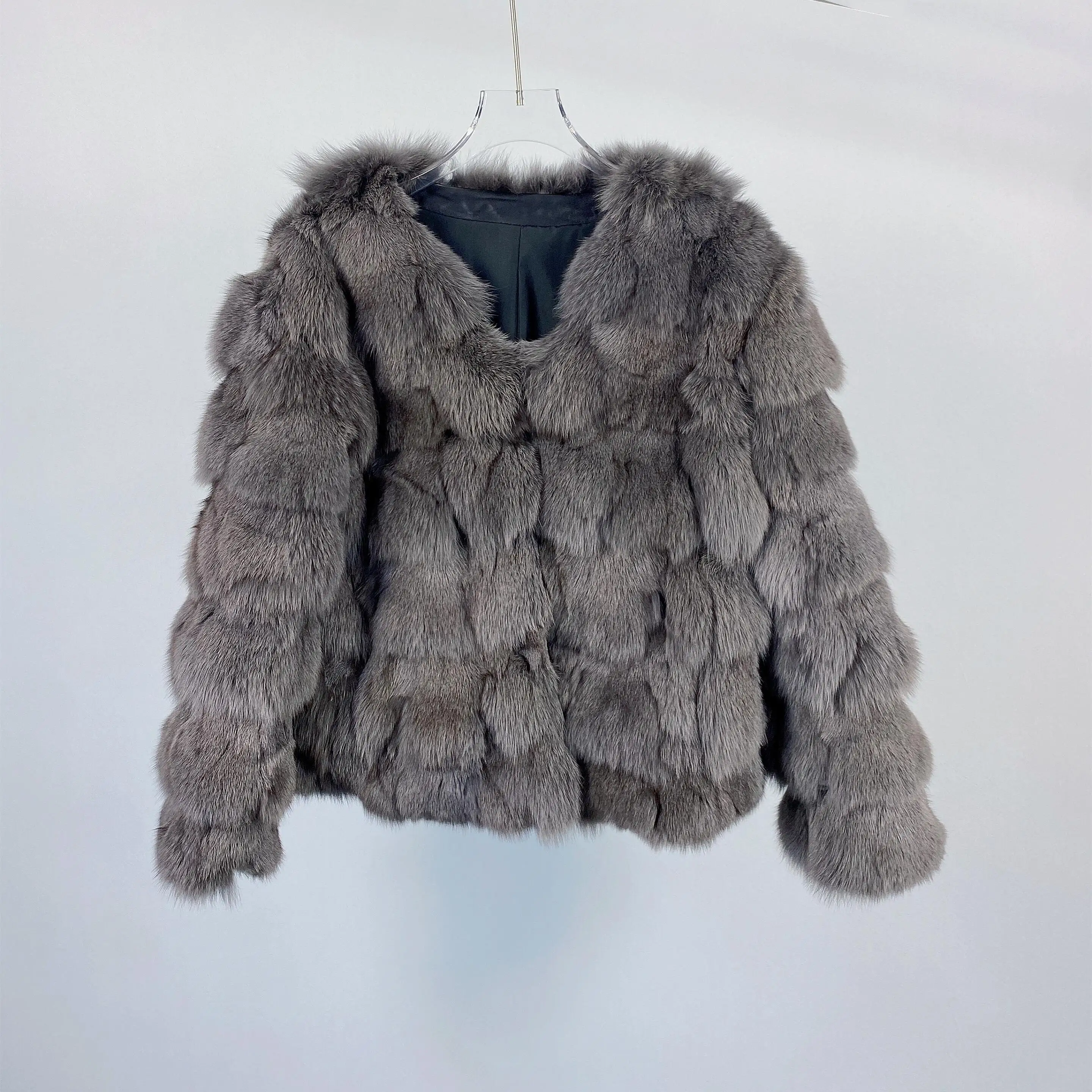 

Women Winter Fashion Classic Thick Warm Real Fox Fur Coat Classic Female Lady Three Quarter Sleeve Fox Fur Jacket Outwear