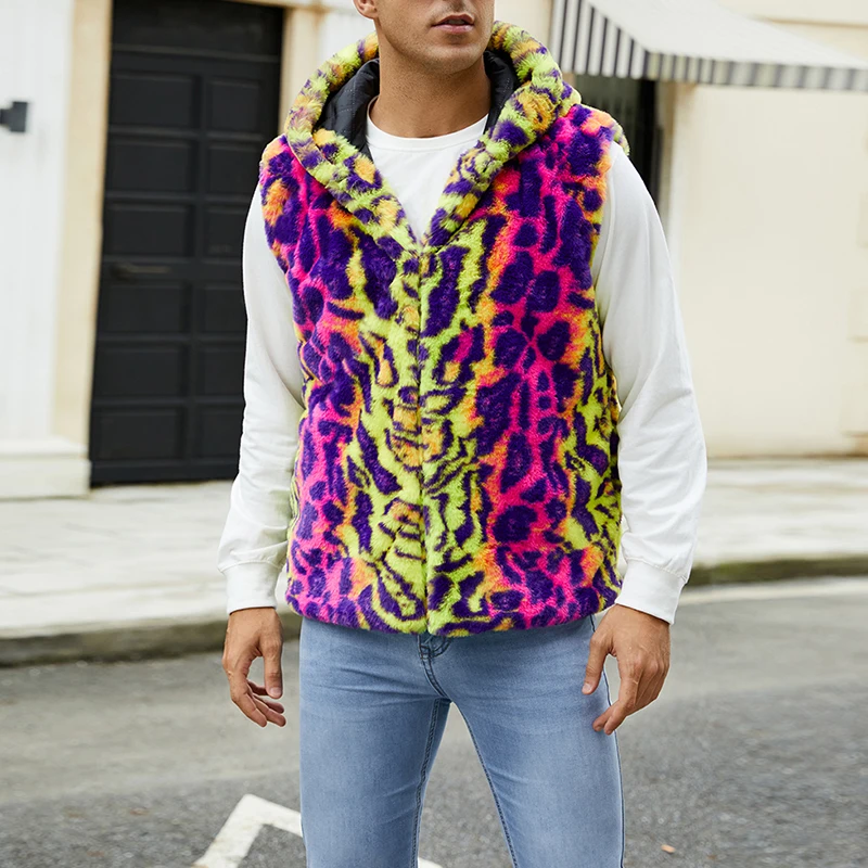 Мужской повседневный жилет весенняя куртка с капюшоном из искусственного меха и