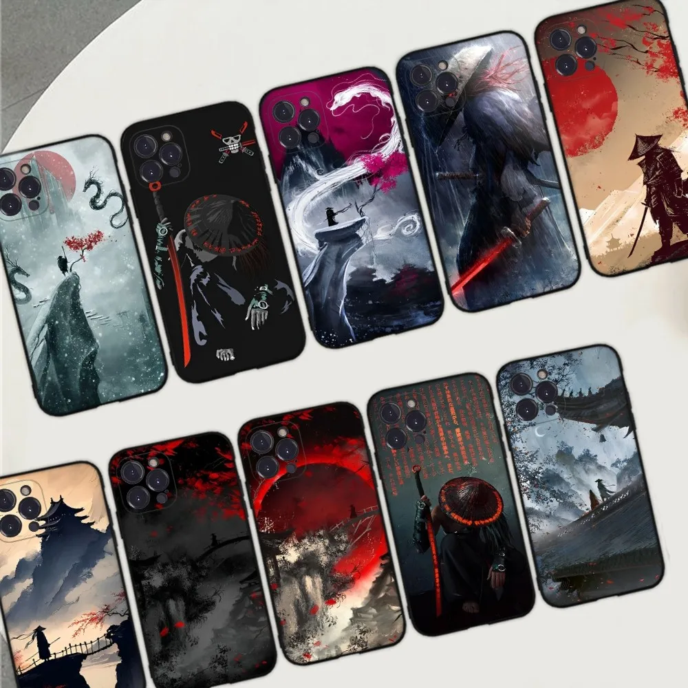 

Landscape ink Painting Japan Samurai Art Phone Case For iPhone 14 11 12 13 Mini Pro XS Max Cover 6 7 8 Plus X XR SE