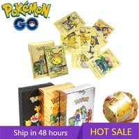 new pokemon no repetition metal card 10 55pcsset charizard pikachu gold collection cards english espa%c3%b1ol version toys gifts