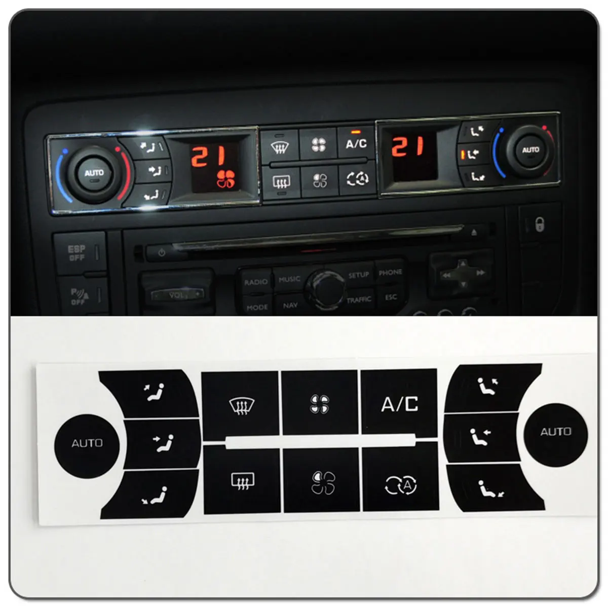 Фото Наклейка на приборную панель для Citroen C5 MK2 2010-2016, покрытие для защиты от царапин на поворотном переключателе кондиционера, легко наносится №2