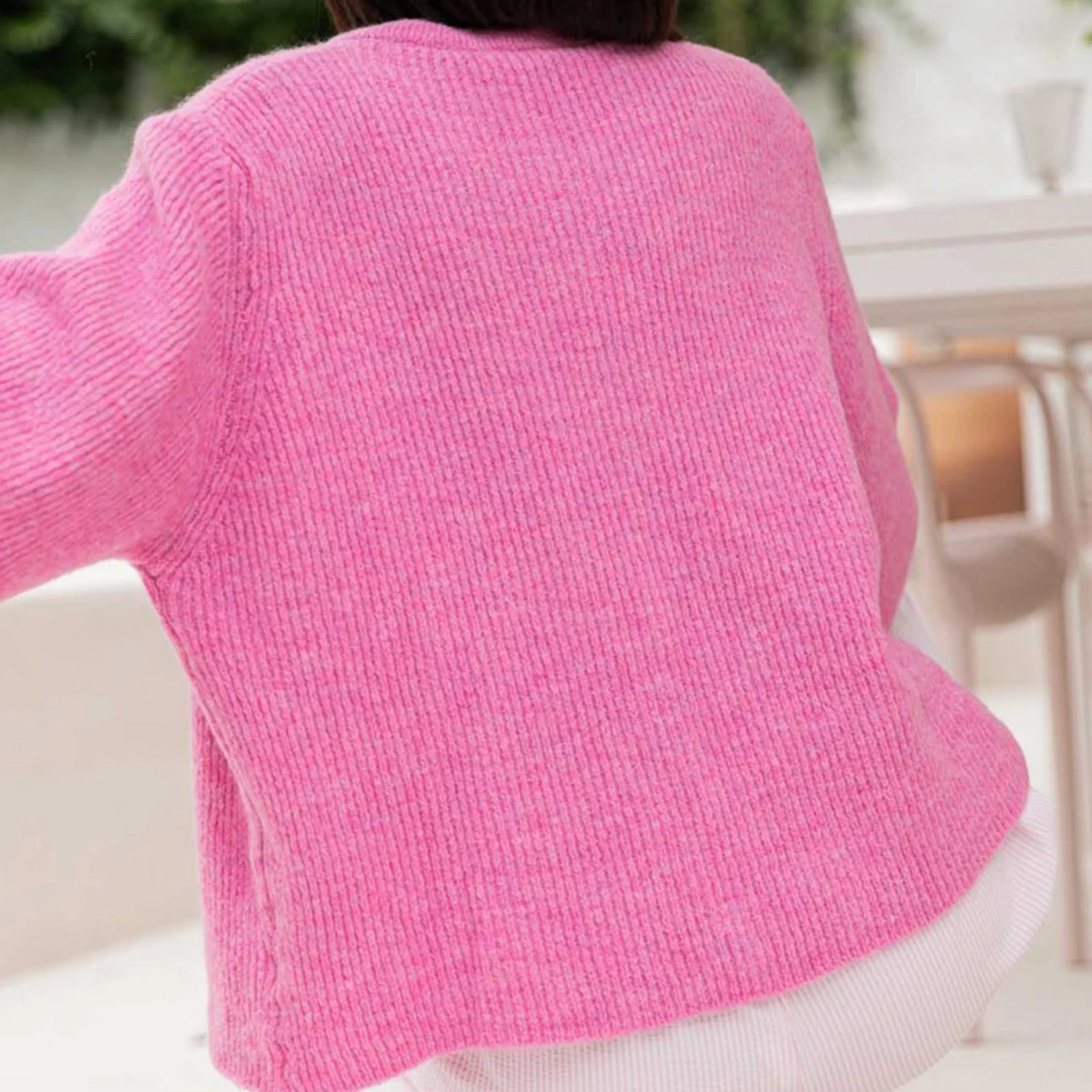 Женский Осенний вязаный кардиган однотонная трикотажная одежда с коротким