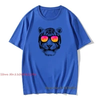 male newest funkyized tops tees vintage thanksgiving day 100 cotton tshirts tiger sunglasses graphic tee shirt best gift tee