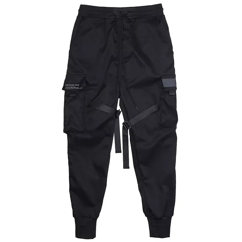 

2023New Fashion Ribbons Harem Joggers Men's Cargo Pants Streetwear Casual Pockets Track Pants Male Hip Hop Trousers
