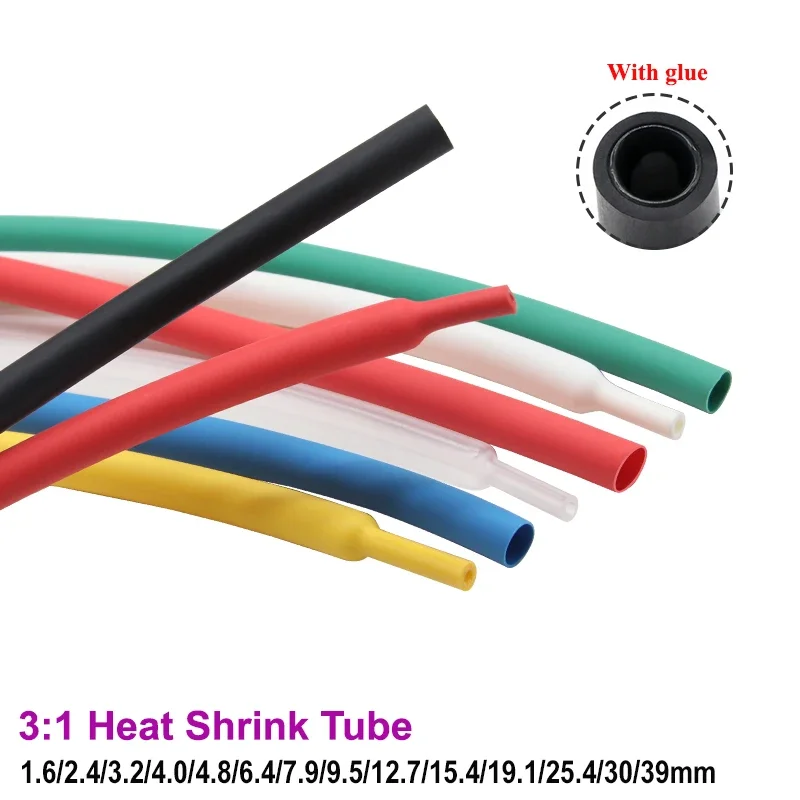 Термоусадочная оболочка 1/10 м 3:1 с клеем 1 6/2 4/3 2/4 8/6 4/7 9/9 5/12 7/15 4/19 1/25 4/30/39