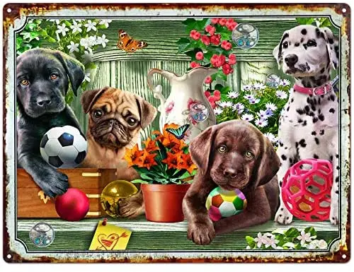 

Забавная Оловянная вывеска для сада и собаки, Настенный декор, винтажный жестяной знак для офиса, дома, кухни, ванной комнаты